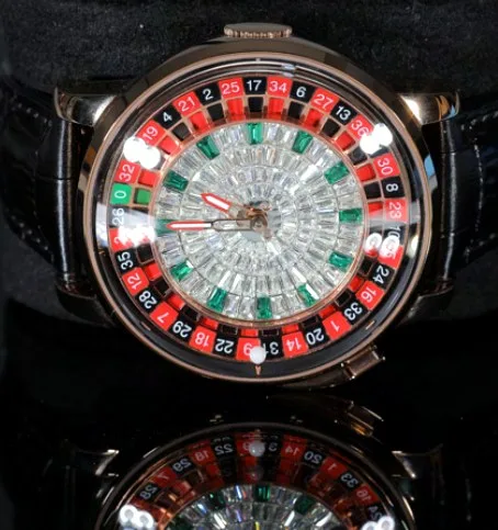 Novelty Roulette Dial Watch — Leather Strap