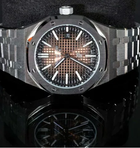 Octagonal Bezel Sport Watch — Smoked Brown Tapisserie Dial