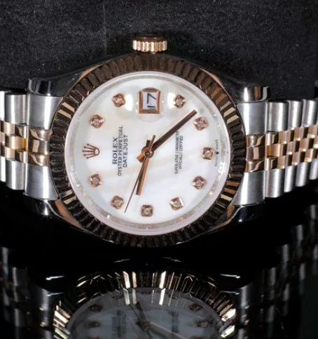 Dress Watch — Mother-of-Pearl Stone-Marker Dial, Two-Tone Rose