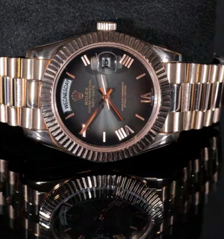 Presidential-Style Watch — Slate Roman Dial, Rose Gold
