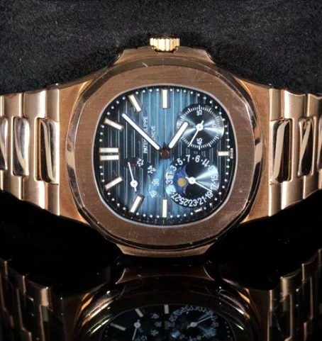 Cushion Sport Watch — Blue Dial, Rose Gold Bracelet