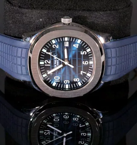 Cushion Dive-Style Watch — Blue Grid Dial, Rubber Strap