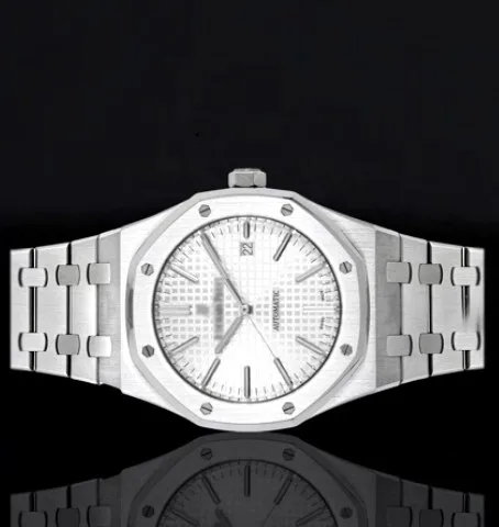 Octagonal Bezel Watch — White Textured Dial, Steel