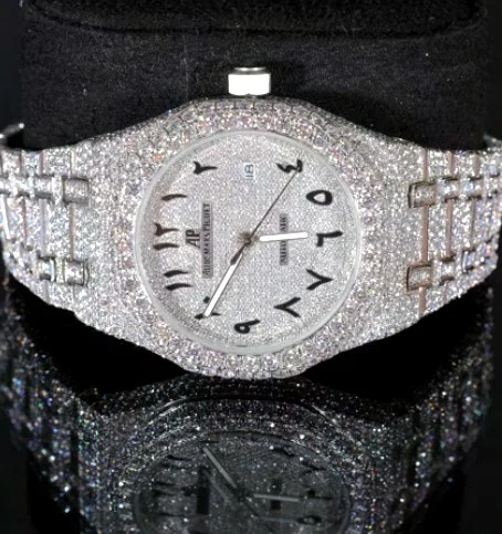 Iced Octagonal Bezel Bracelet Watch — Champagne Arabic Dial