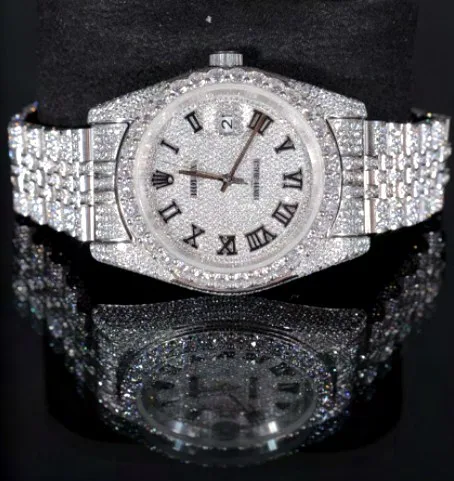 Iced Bracelet Watch — Silver Pavé Roman Dial
