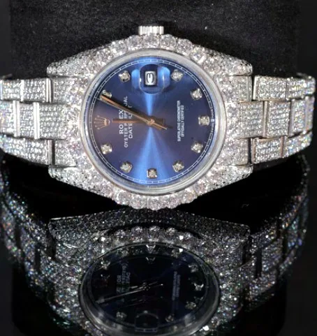 Iced Bracelet Watch — Blue Stone-Marker Dial