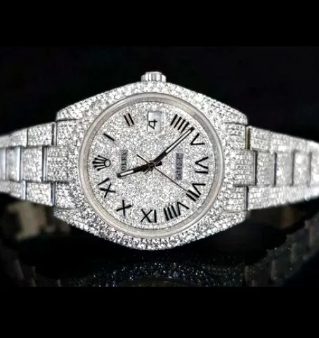 Iced Bracelet Watch — Full Pavé Roman Dial