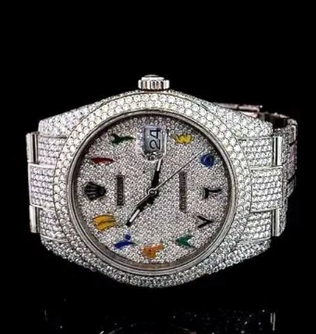 Iced Watch — Pavé Dial, Multicolor Markers